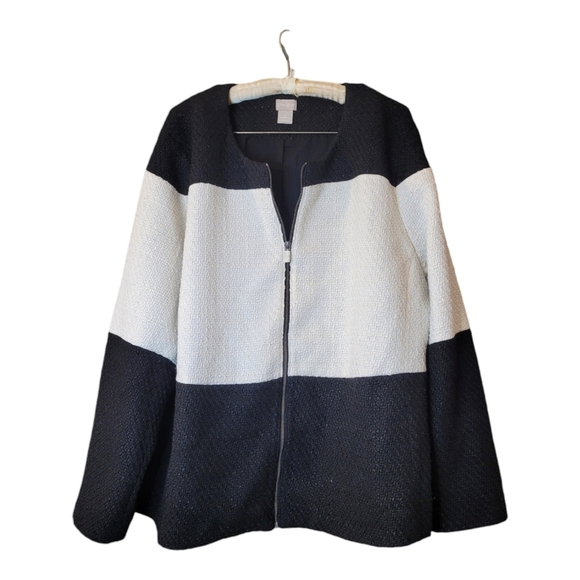 Chico's 4 tweed colorblock full zip jacket XXL 20 blazer classic - Picture 3 of 6